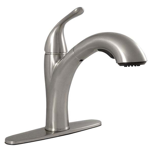 MSI 1-Handle Pull-Out Sprayer Kitchen Faucet in Brushed Nickel (8301-804) | MSI Item FAU-K1HBN8301-804