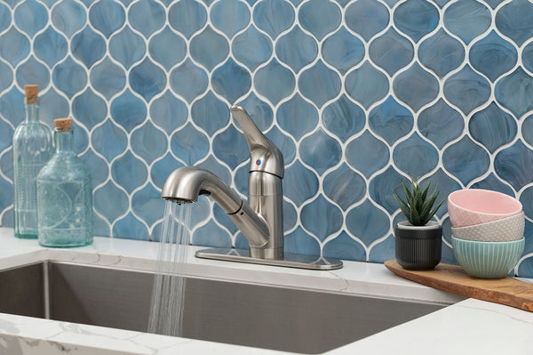 1-Handle Pull-Out Sprayer Kitchen Faucet in Brushed Nickel installed (image: MSI)