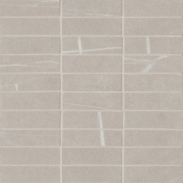 Bedrosians Nomade 1"x4" Matte Porcelain Straight Set Mosaic Tile in Bone | Item Code 100000190