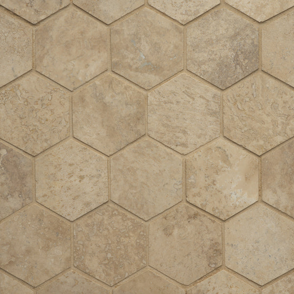 Bedrosians Durango 3" Hexagon Honed Marble Mosaic Straight Edge | Item Code 100000517