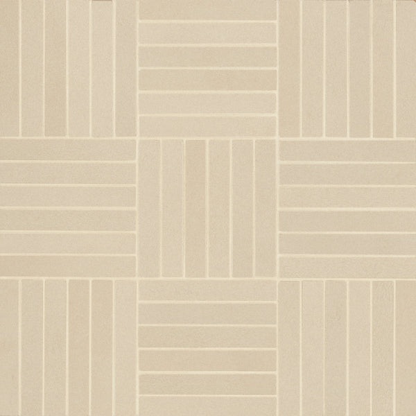 Bedrosians Sahara .5" x 4" Matte Crosshatch Porcelain Mosaic Tile in Ecru | Item Code 100001046