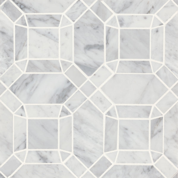 Bedrosians Monet Honed Marble Mosaic 1 Tile in White Carrara | Item Code 100001391