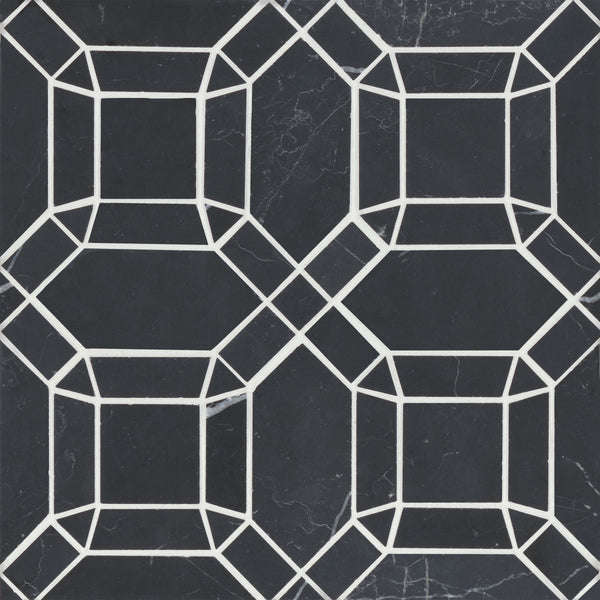 Bedrosians Monet Honed Marble Mosaic 1 Tile in Nero Marquina | Item Code 100001393