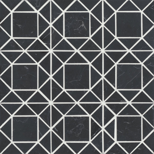 Bedrosians Monet Honed Marble Mosaic 2 Tile in Nero Marquina | Item Code 100001396