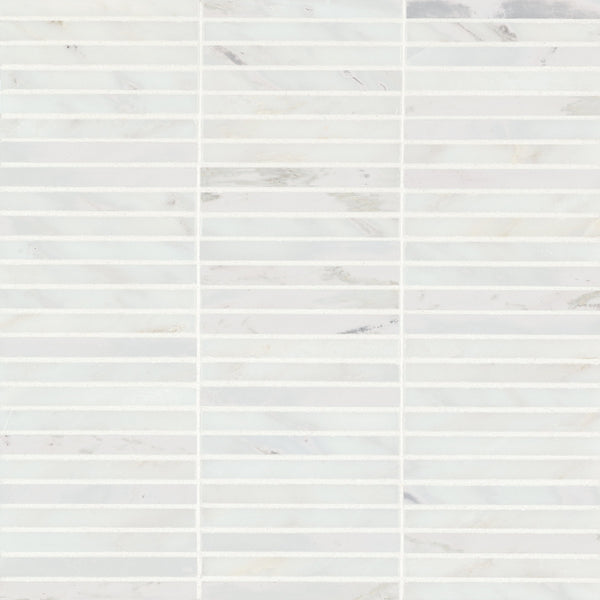 Bedrosians Monet Honed Marble Mosaic 3 Tile in Oriental White | Item Code 100001404