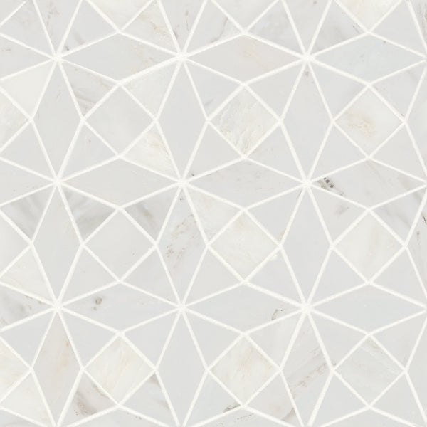 Bedrosians Monet Honed Marble Mosaic 5 Tile in Oriental White | Item Code 100001410