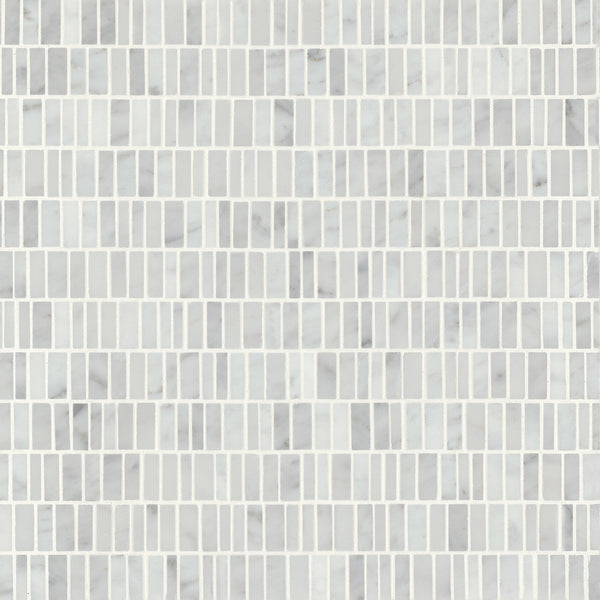 Bedrosians Monet Honed Marble Mosaic 7 Tile in White Carrara | Item Code 100001418