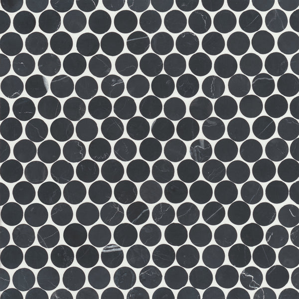 Bedrosians Monet Honed Marble Mosaic 8 Tile in Nero Marquina | Item Code 100001429