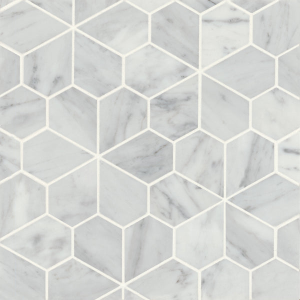 Bedrosians Monet Honed Marble Mosaic 9 Tile in White Carrara | Item Code 100001439