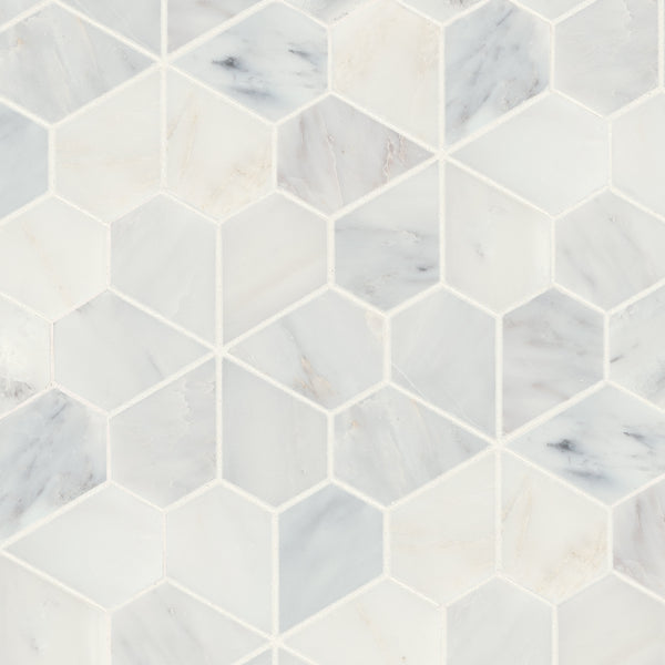 Bedrosians Monet Honed Marble Mosaic 9 Tile in Oriental White | Item Code 100001440