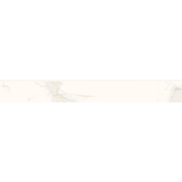 Bedrosians Magnifica 3" x 24" Polished Bullnose Porcelain Tile in Calacatta Super White | Item Code 100002310