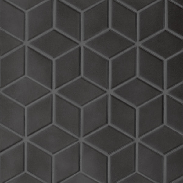 Bedrosians Le Cafe 2" x 3" Diamond Matte Porcelain Mosaic Tile in Black | Item Code 100002416