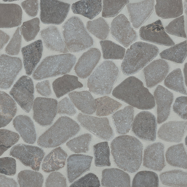 Bedrosians Waterbrook Medium Sliced Pebble Mosaic in Pewter Grey | Item Code 100003090