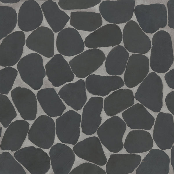Bedrosians Waterbrook Jumbo Sliced Pebble Mosaic in Super Black | Item Code 100003106
