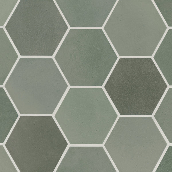 Bedrosians Celine 4" Hexagon Matte Porcelain Floor & Wall Tile in Sage | Item Code 100003136
