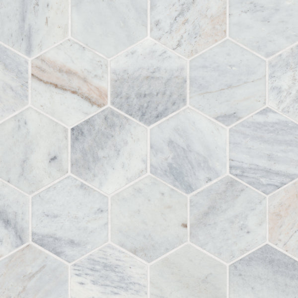 Bedrosians Glorious Blue 3" Honed Hexagon Marble Mosaic | Item Code 100003194