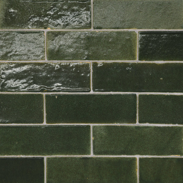 Bedrosians Zagora 2" x 6" Glossy Zellige Field Tile in Vert Mousse | Item Code 100003209