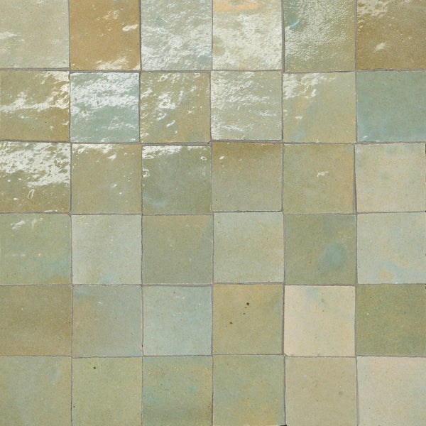 Bedrosians Zagora 2" x 2" Glossy Zellige Mosaic Tile in Vert Gris | Item Code 100003246