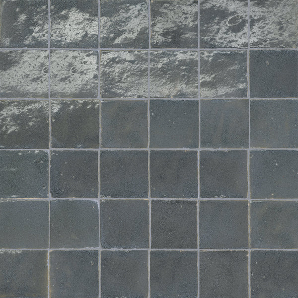 Bedrosians Zagora 2" x 2" Glossy Zellige Mosaic Tile in Charcoal | Item Code 100003250
