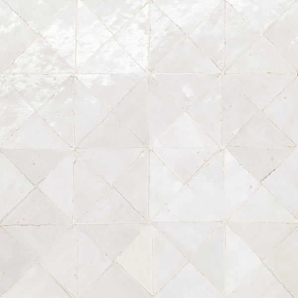 Bedrosians Zagora Triangle Glossy Zellige Mosaic Tile in Blanc | Item Code 100003271