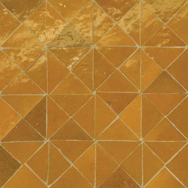 Bedrosians Zagora Triangle Glossy Zellige Mosaic Tile in Caramel | Item Code 100003277