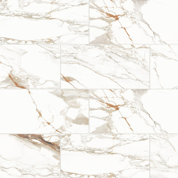 Bedrosians Prati 12" x 24" Honed Porcelain Field Tile in Calacatta Macchia Vecchia | Item Code 100003488
