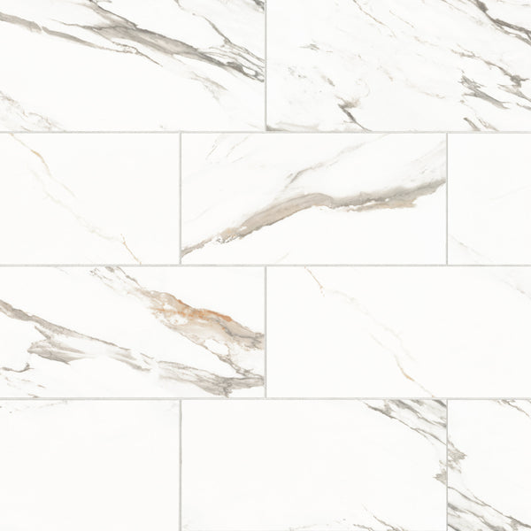 Bedrosians Prati 12" x 24" Polished Porcelain Field Tile in Calacatta Borghini Warm | Item Code 100003513