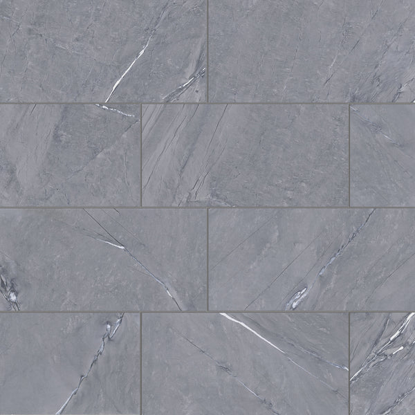 Bedrosians Prati 12" x 24" Honed Porcelain Field Tile in Breccia Grey | Item Code 100003574