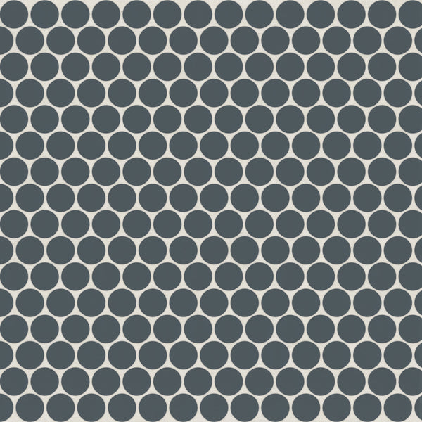 Bedrosians Marin 3/4" Penny Round Matte Porcelain Mosaic in Midnight Tide | Item Code 100004033