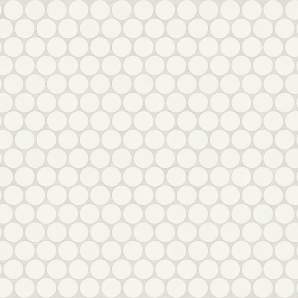 Bedrosians Marin 3/4" Penny Round Matte Porcelain Mosaic in Pearl White | Item Code 100004039
