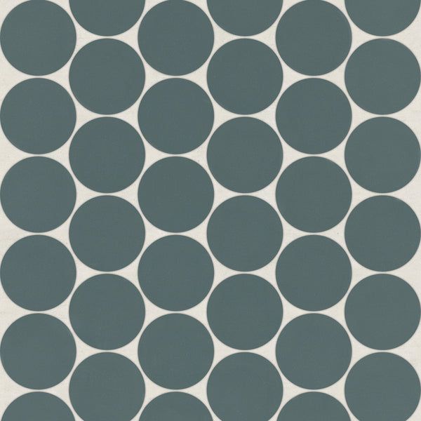 Bedrosians Marin 2" Penny Round Matte Porcelain Mosaic in Ocean Teal | Item Code 100004789