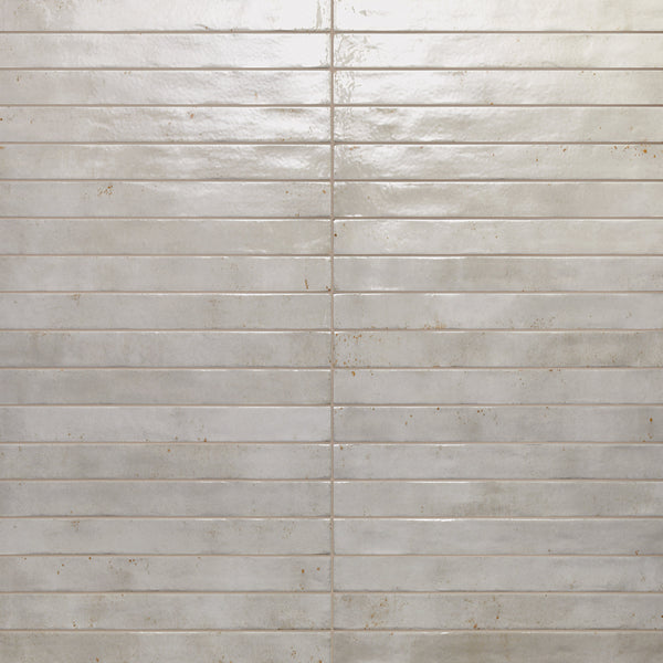 Bedrosians Chroma 2" x 18" Glossy Porcelain Field Tile in Light Grey | Item Code 100005921