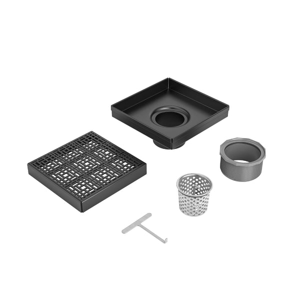 Bedrosians Oatey Square Drain Kit 5" Square Deco Black Matte #DECO05-MB | Item Code 100006578