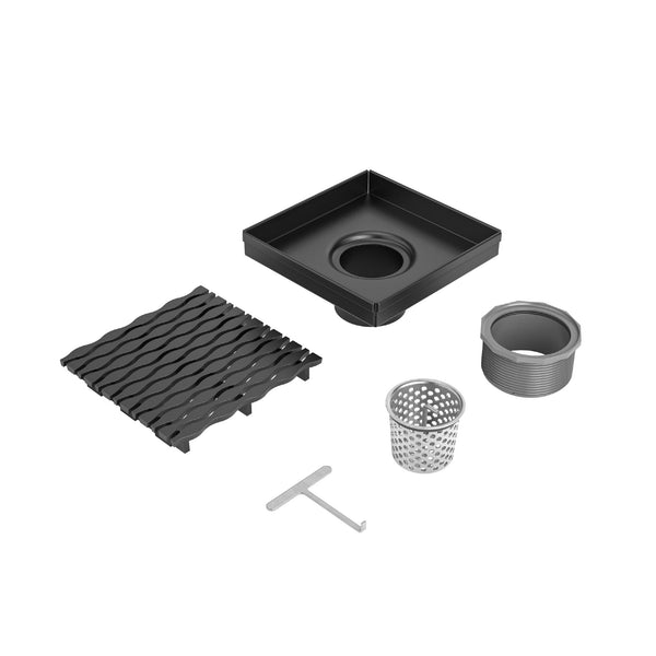 Bedrosians Oatey Square Drain Kit Square Stream Black Matte #STREAM05-MB | Item Code 100006581