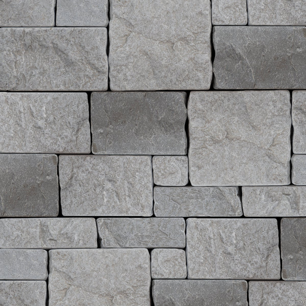 Bedrosians Tumbled Ledger 8" x 22" Marble Wired Mesh in Grey | Item Code 100006894