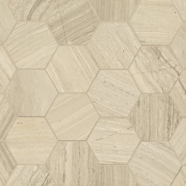 Bedrosians Ashen Grey 3" Hexagon Honed Marble Mosaic | Item Code 100007310