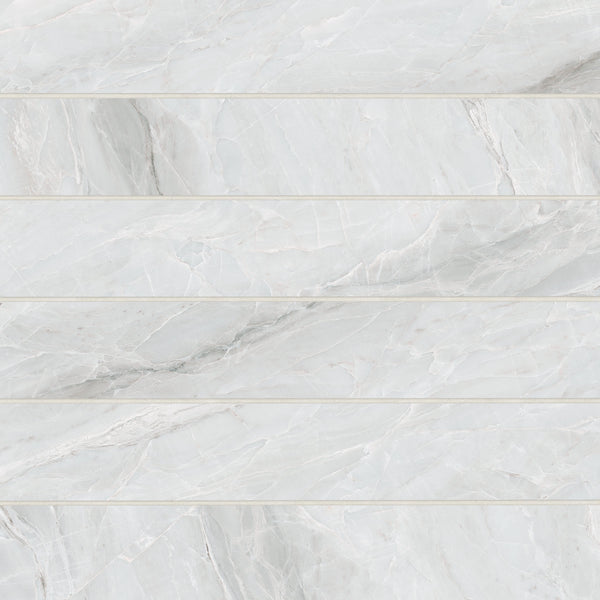 Bedrosians Magnifica Era 4" x 24" - 8mm Honed Porcelain Tile in Pietra Bianca | Item Code 100007416