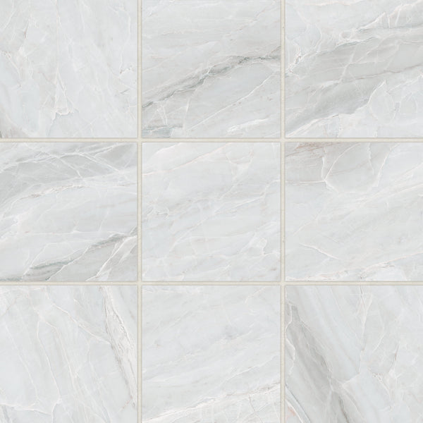 Bedrosians Magnifica Era 4" x 4" - 8mm Honed Porcelain Mosaic Tile in Pietra Bianca | Item Code 100007420