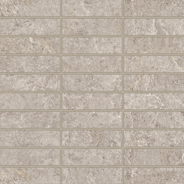 Bedrosians Farmhouse Living 1" x 4" Matte Porcelain Straight Set Mosaic in Pewter | Item Code 100008061