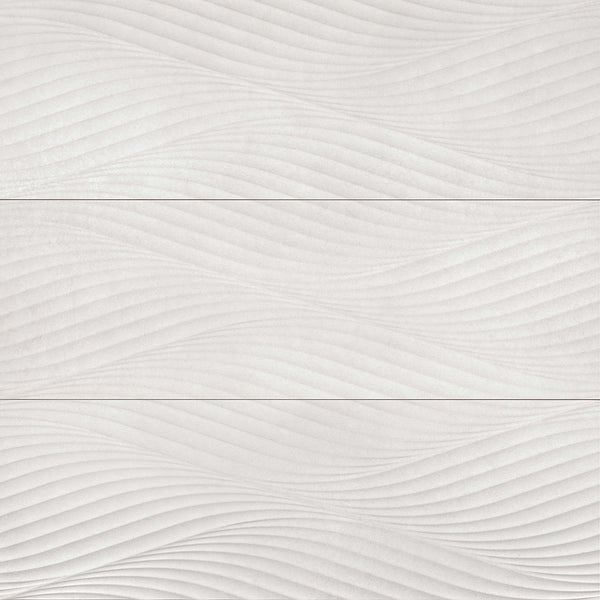 Bedrosians Donna 13" x 40" Matte Wave Deco Ceramic Tile in Silver | Item Code 100008089