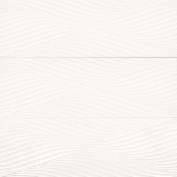 Bedrosians Donna 13" x 40" Matte Wave Deco Ceramic Tile in White | Item Code 100008091