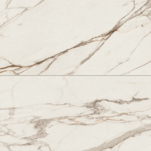 Bedrosians Opus 24" x 48" Chiseled Matte Porcelain Deco Wall Tile in Calacatta | Item Code 100010009