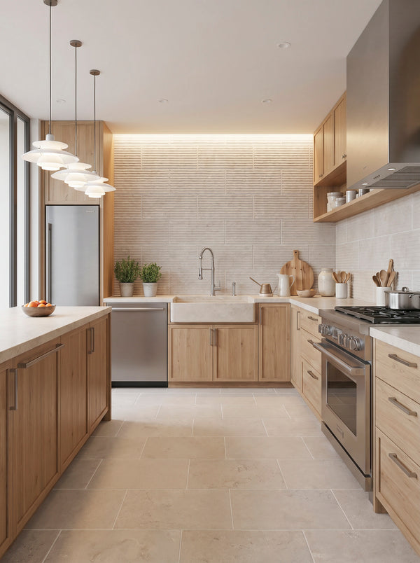 Bedrosians Lunaris Taupe 12x24 Porcelain Deco Wall Tile Fluted | Item Code 100010729