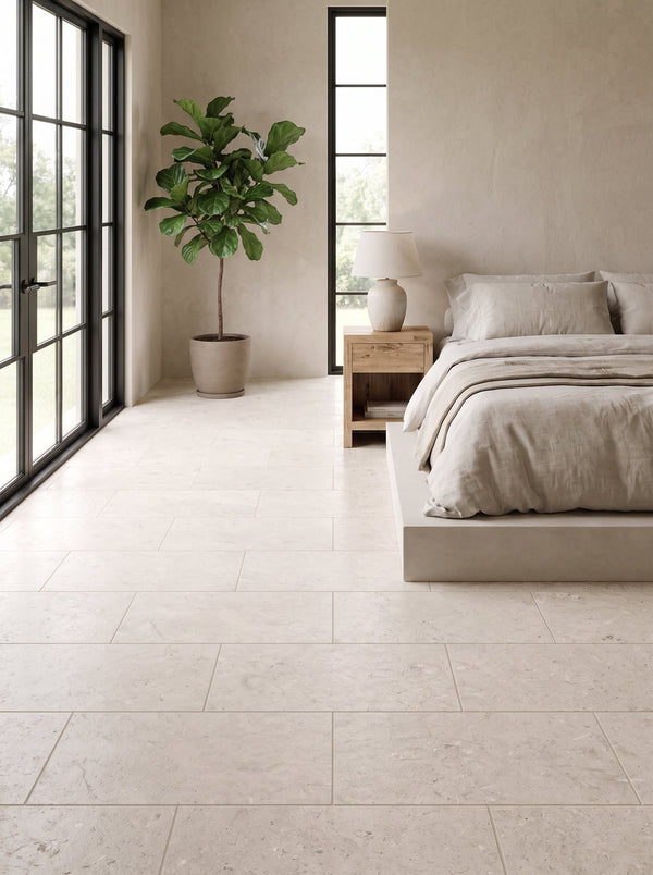Bedrosians Poetry Stone Ivory 12x24 Porcelain Field Tile Matte | Item Code 100010772