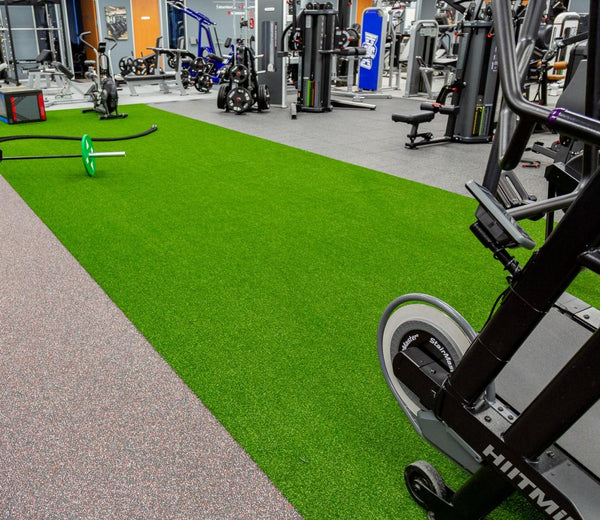 FlexTurf Motivate Green roll, installed as a gym training lane (image: Ecore) | SKU LMNT-000745
