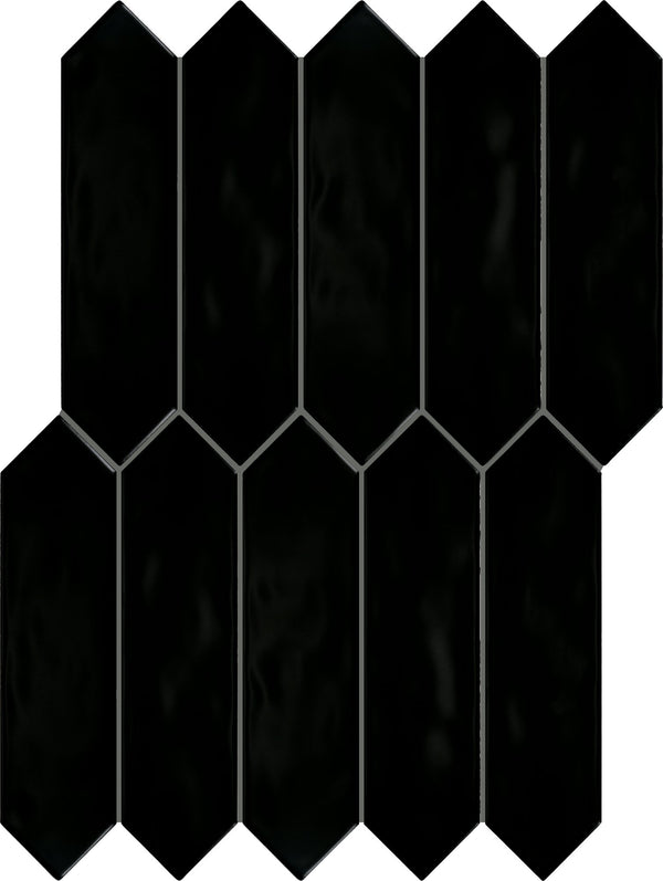 Daltile Stagecraft Matte Black, Picket, 3X12, Undulated, Matte | Daltile SKU K711312PICKA1P2