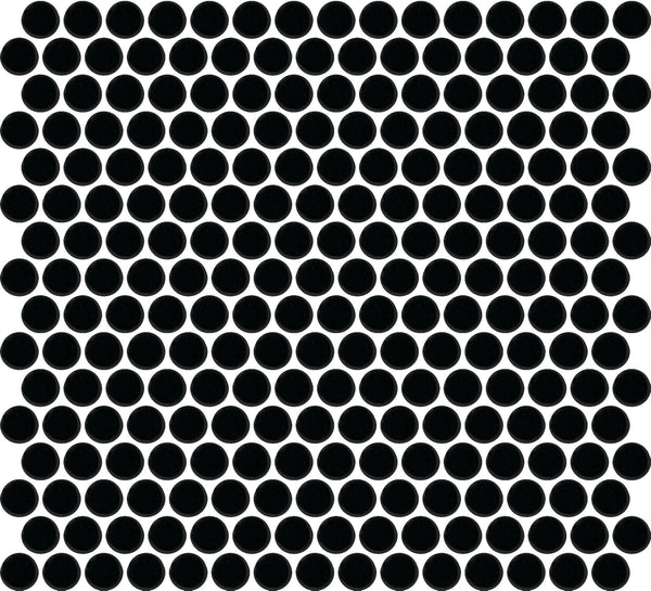 Daltile Color Wheel Mosaic Matte Black, Penny Rounds, Matte | Daltile SKU K711PNYRDMSMT