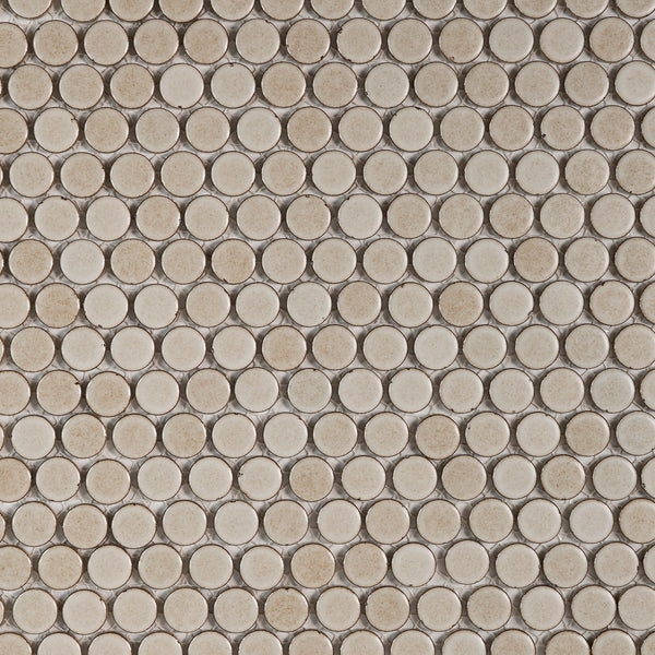Bedrosians 360 3/4" x 3/4" Penny Round Matte Mosaic Tile in Beige | Item Code DEC360BEI34M