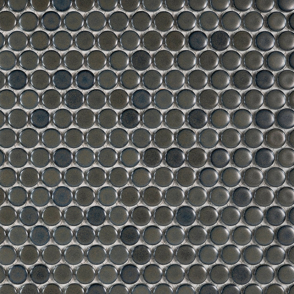 Bedrosians 360 3/4" x 3/4" Penny Round Matte Mosaic Tile in Iron | Item Code DEC360IRO34M
