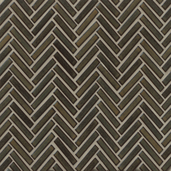 Bedrosians 90 1/2" x 2" Herringbone Porcelain Mosaic Tile in Shadow | Item Code DEC90SHA122MO